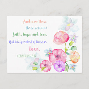 Cartão Postal 1 corintianos 13:13 Bíblia de amor Verso