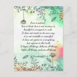 Cartão Postal 1 Coríntios 13: 4-7 