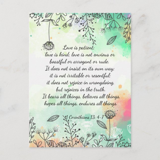 Cartão Postal 1 Coríntios 13: 4-7  (Frente)