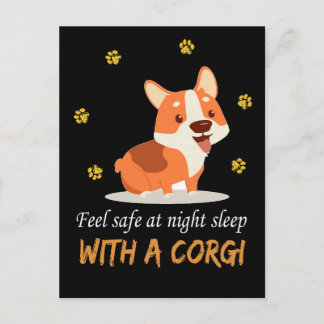 Cartão Postal 1 Sentir-Se Segura Ao Dormir À Noite Com Um Corgi