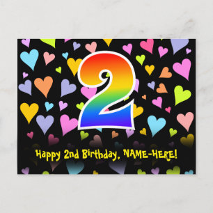 Cartão Postal 2º Aniversário: Padrão de Corações Divertidos, Arc