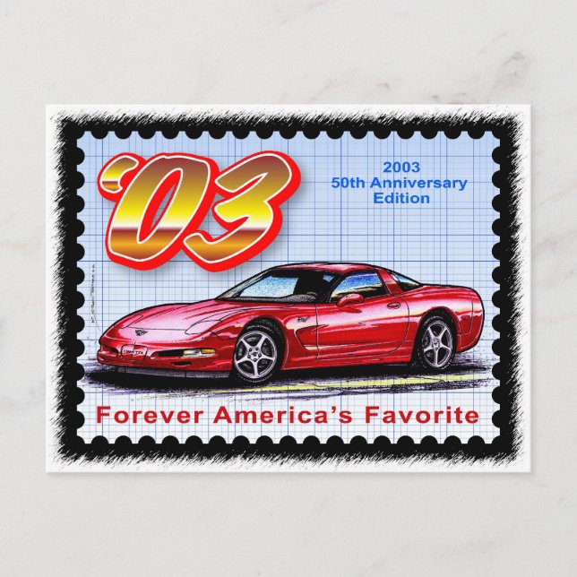 Cartão Postal 2003 50º aniversário da Corvette (Frente)