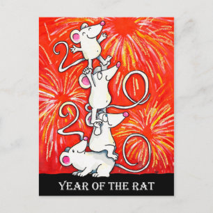 Cartão Postal 2020 Ano do Cartaz do Rato por N. Janes