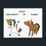 Cartão Postal 2020 Covid Coronavírus Realidade Unicórnio Engraça<br><div class="desc">Este design foi criado através de arte digital. Ele pode ser personalizado clicando no botão personalizar e alterando a foto,  cor,  adicionando um nome,  iniciais ou suas palavras favoritas.</div>