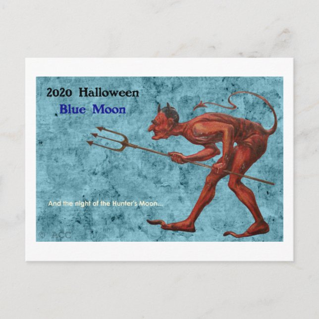 Cartão Postal 2020 Halloween Blue Moon Devil (Frente)