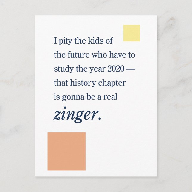 Cartão Postal 2020 nos Livros de História ... Zinger! (Frente)