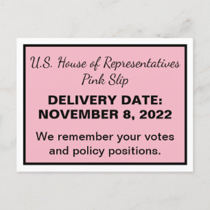 Cartão Postal 2022 Eleição Pink Slip House dos Representantes