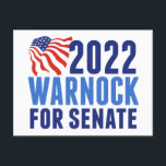 Cartão Postal 2022 Warnock para a bandeira eleitoral do Senado d<br><div class="desc">Mostre apoio a Raphael Warnock no Senado dos EUA, o candidato Democrata da Geórgia em 2022, com este postal patriótico americano. Votem para reeleger este senador democrata nas eleições intercalares.</div>