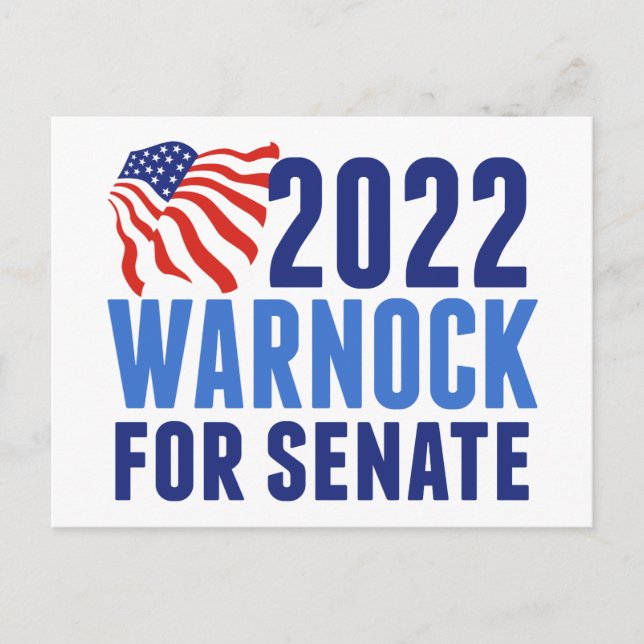 Cartão Postal 2022 Warnock para a bandeira eleitoral do Senado d (Frente)