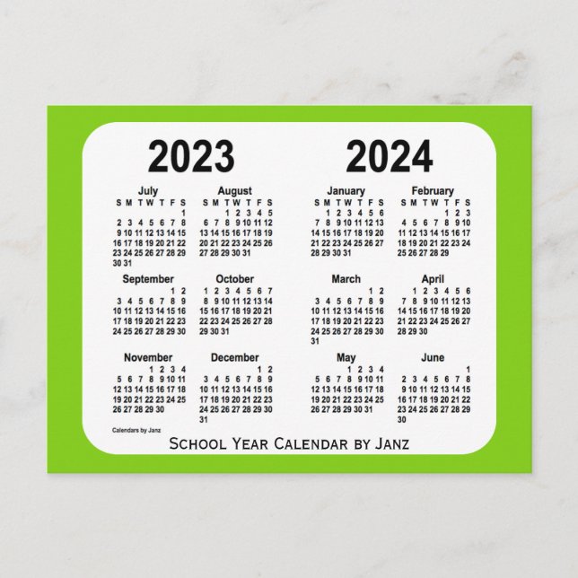 Cartão Postal 2023-2024 Calendário da Escola Verde Amarela de Ja (Frente)