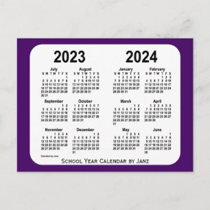 Cartão Postal 2023-2024 Calendário da Mini Escola Púrpura de Jan