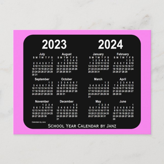 Cartão Postal 2023-2024: Violet Neon Mini School Calendar (Frente)