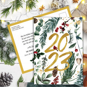 Cartão Postal 2023 Ano Novo Confetti Festivo Pine Bough