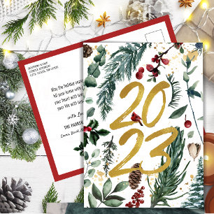 Cartão Postal 2023 Ano Novo Confetti Festivo Pine Bough
