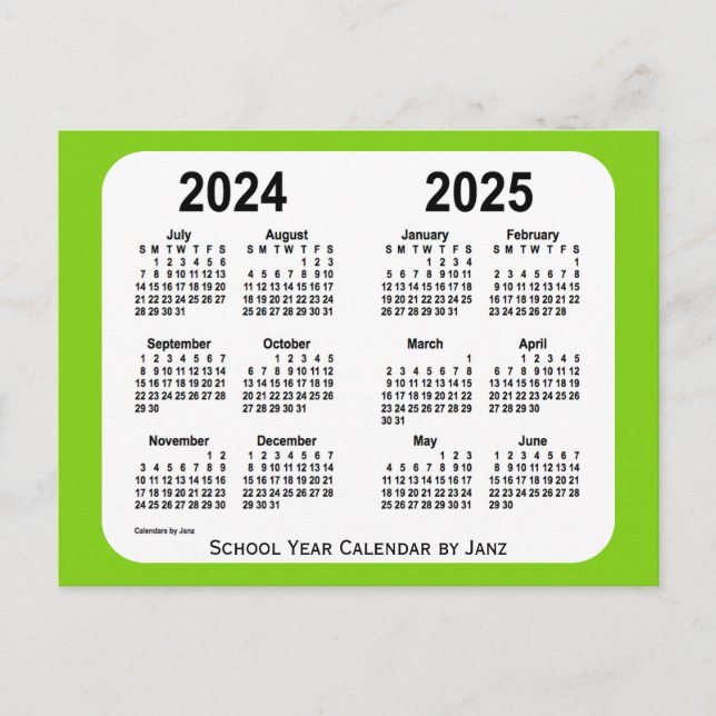 Cartão Postal 2024-2025 Calendário da Escola Verde Amarela de Ja (Frente)