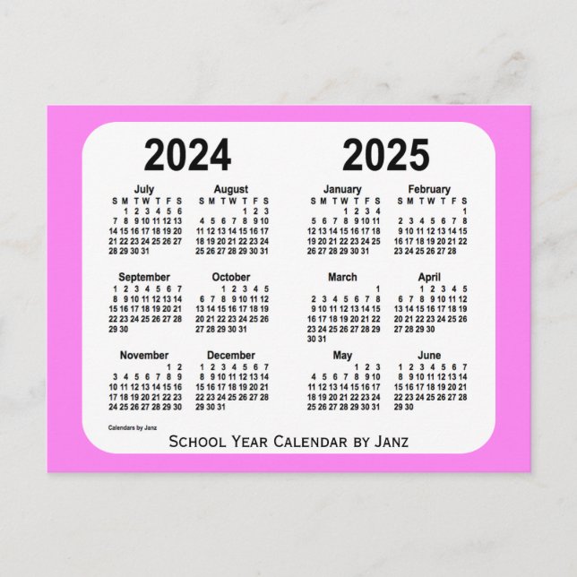 Cartão Postal 2024-2025: Violet Mini School Year Calendar (Frente)