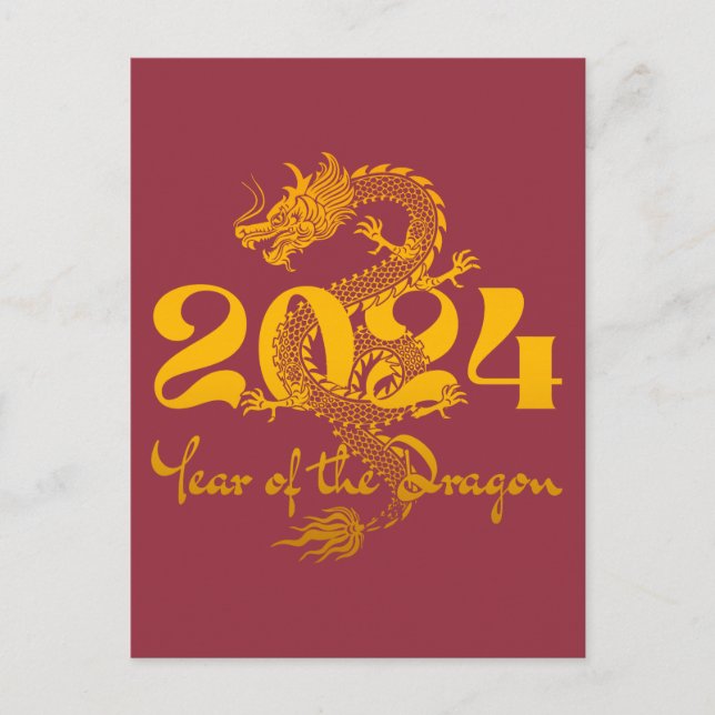 Cartão Postal 2024 Ano Novo do Dragão Chinês (Frente)
