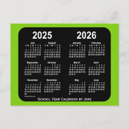 Cartão Postal 2025-2026 Calendário da Escola Neon Yellowgreen de
