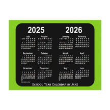2025-2026 Calendário da Escola Neon Yellowgreen de