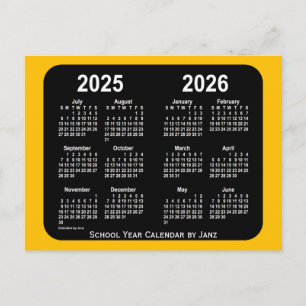 Cartão Postal 2025-2026 Dourado calendário da Mini Escola Neon p