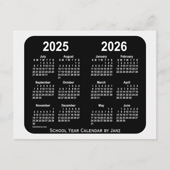 Cartão Postal 2025-2026 Smokey Neon School Year Calendar de Janz (Frente)