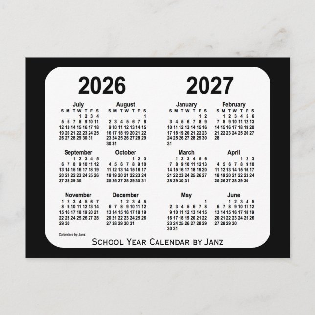 Cartão Postal 2026-2027 Calendário das Escolas Negra e Branca de (Frente)