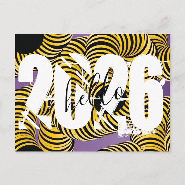 Cartão Postal 2026 New Years Trippy Bold Font (Frente)