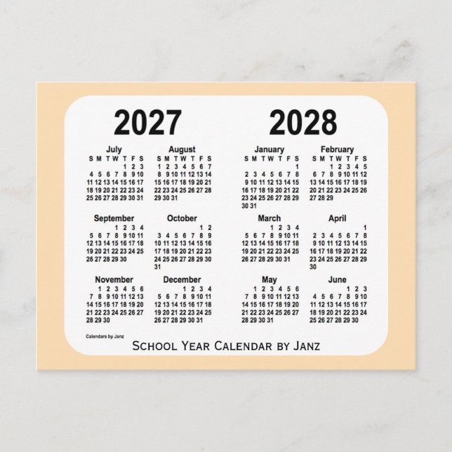 Cartão Postal 2027-2028 Calendário da Mini Escola de Trigo por J (Frente)