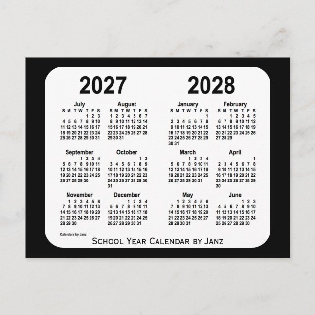 Cartão Postal 2027-2028 Calendário das Escolas Negra e Branca de (Frente)