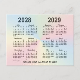 Cartão Postal 2028-2029 Calendário da Escola de Nuvem do Arco-ír