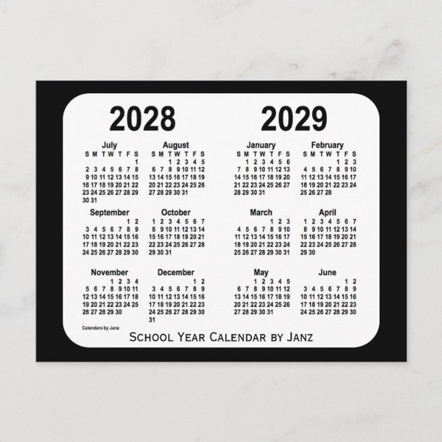 Cartão Postal 2028-2029 Calendário das Escolas Negra e Branca de (Frente)