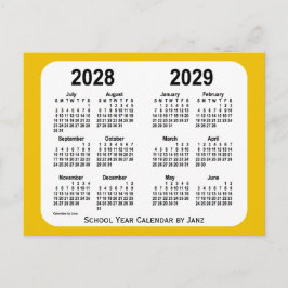 Cartão Postal 2028-2029 Dourado calendário do Mini Ano Escolar, 