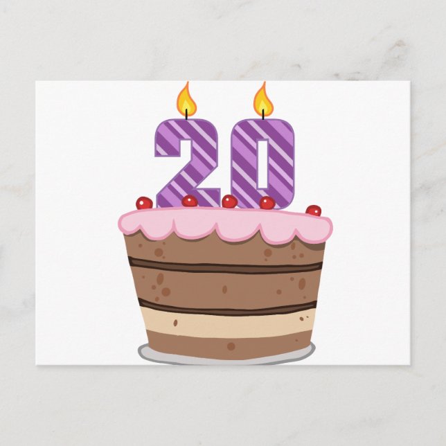 Cartão Postal 20 anos no Bolo de Aniversário (Frente)