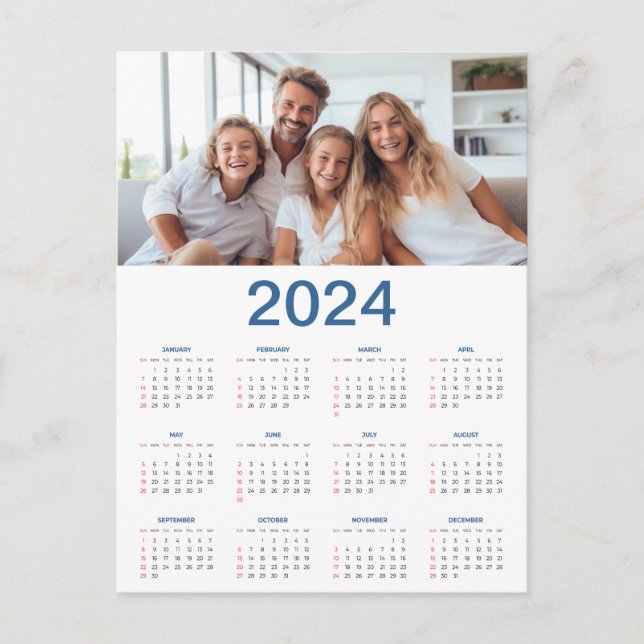 Cartão Postal 20 Colagem De Fotos 2024 Anos No Calendário Geral (Frente)