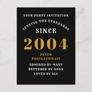 Cartão Postal 21º Aniversário 2004 Preto Dourado