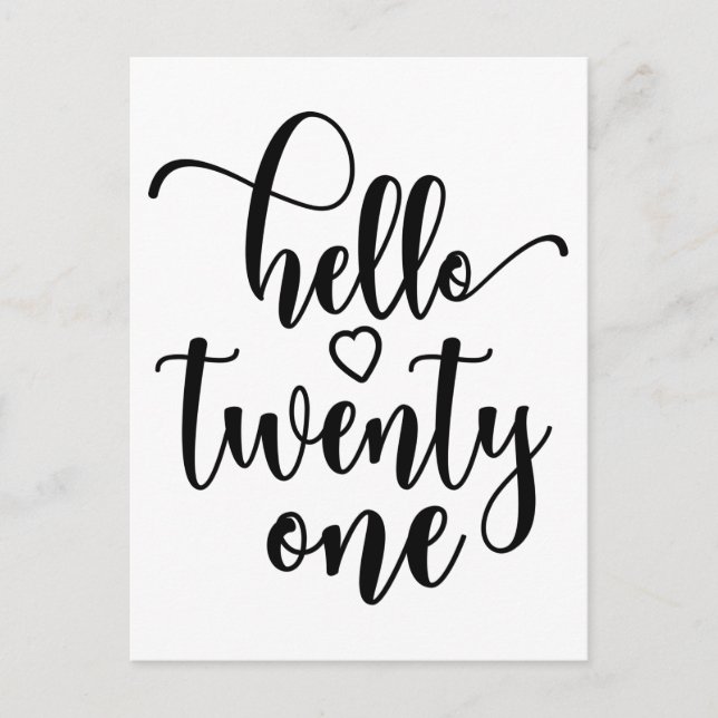 Cartão Postal 21st Birthday Women Hello 21 Cute 21 Years Old (Frente)