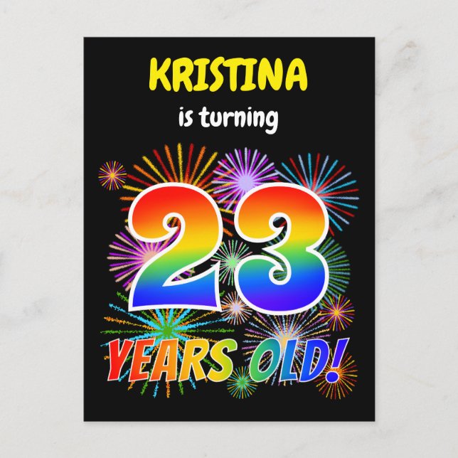 Cartão Postal 23º aniversário - Fogos de artifício divertidos, A (Frente)