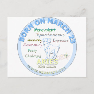 Cartão Postal 23 de março Aniversário - Aries