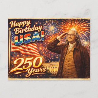 Cartão Postal 250 Anos de Excelência Benjamin Franklin EUA