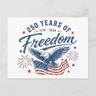 Cartão Postal 250 Anos de Liberdade 1776 2026 Águia Americana