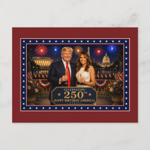 Cartão Postal 250 EUA Trump Melania Semiquincentenário 1776