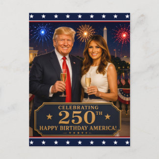 Cartão Postal 250 EUA Trump Melania Semiquincentenário 1776