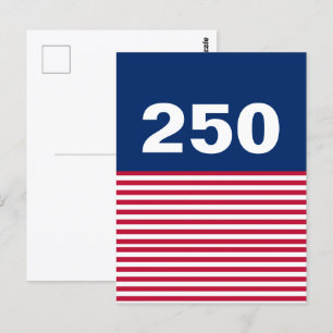 Cartão Postal 250 Vermelho Branco e Azul Aniversário EUA