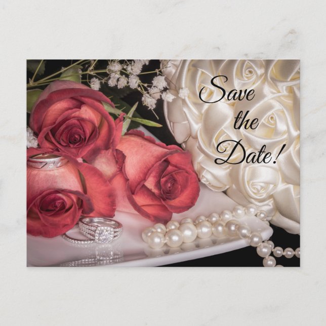 Cartão Postal 2586- Rosas vermelhas, Anéis, Buquês, Pérolas (Frente)