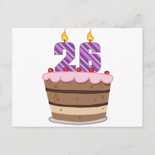 Cartão Postal 26 anos de idade no Bolo de Aniversário