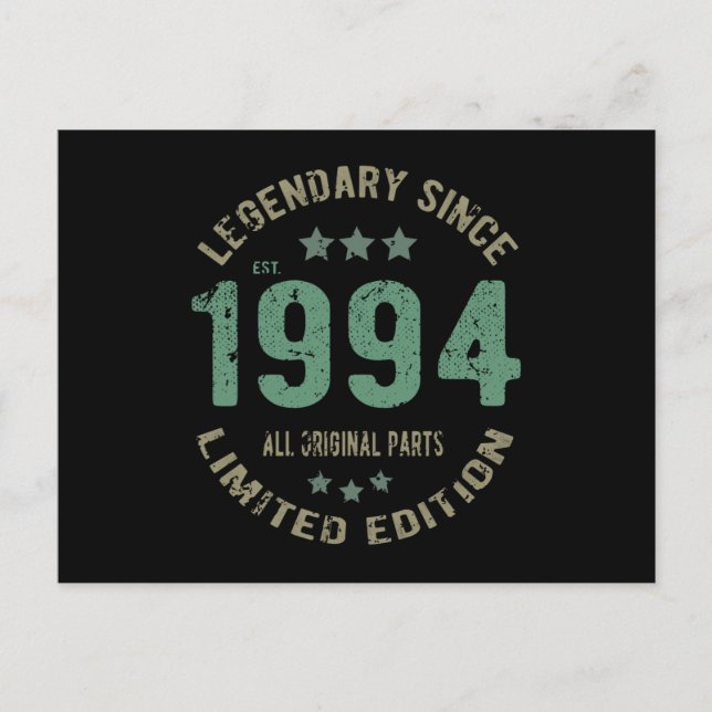 Cartão Postal 27 anos Idade do Dia 1994 Legenda desde o vigésimo (Frente)