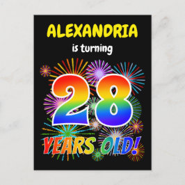 Cartão Postal 28º aniversário - Fogos de artifício divertidos, R