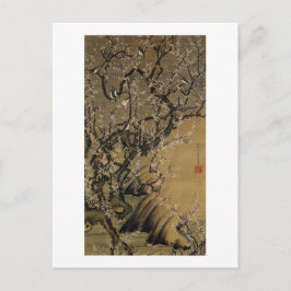 Cartão Postal 2. 梅花小禽図, 若冲 Flores de ameixa e pequenas aves, Jak