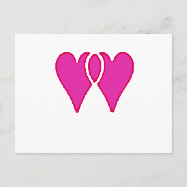 Cartão Postal 2 Corações Juntos Adoram Modelo RB (Frente)