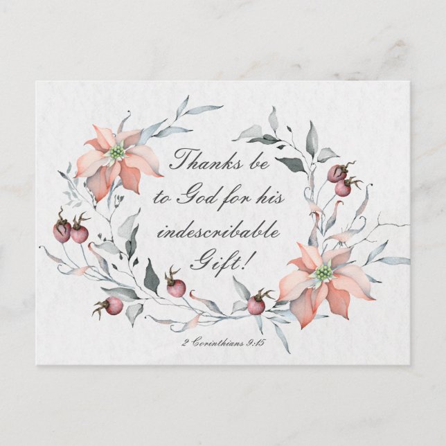 Cartão Postal 2 Coríntios 9:15 Graças a Deus Natal (Frente)